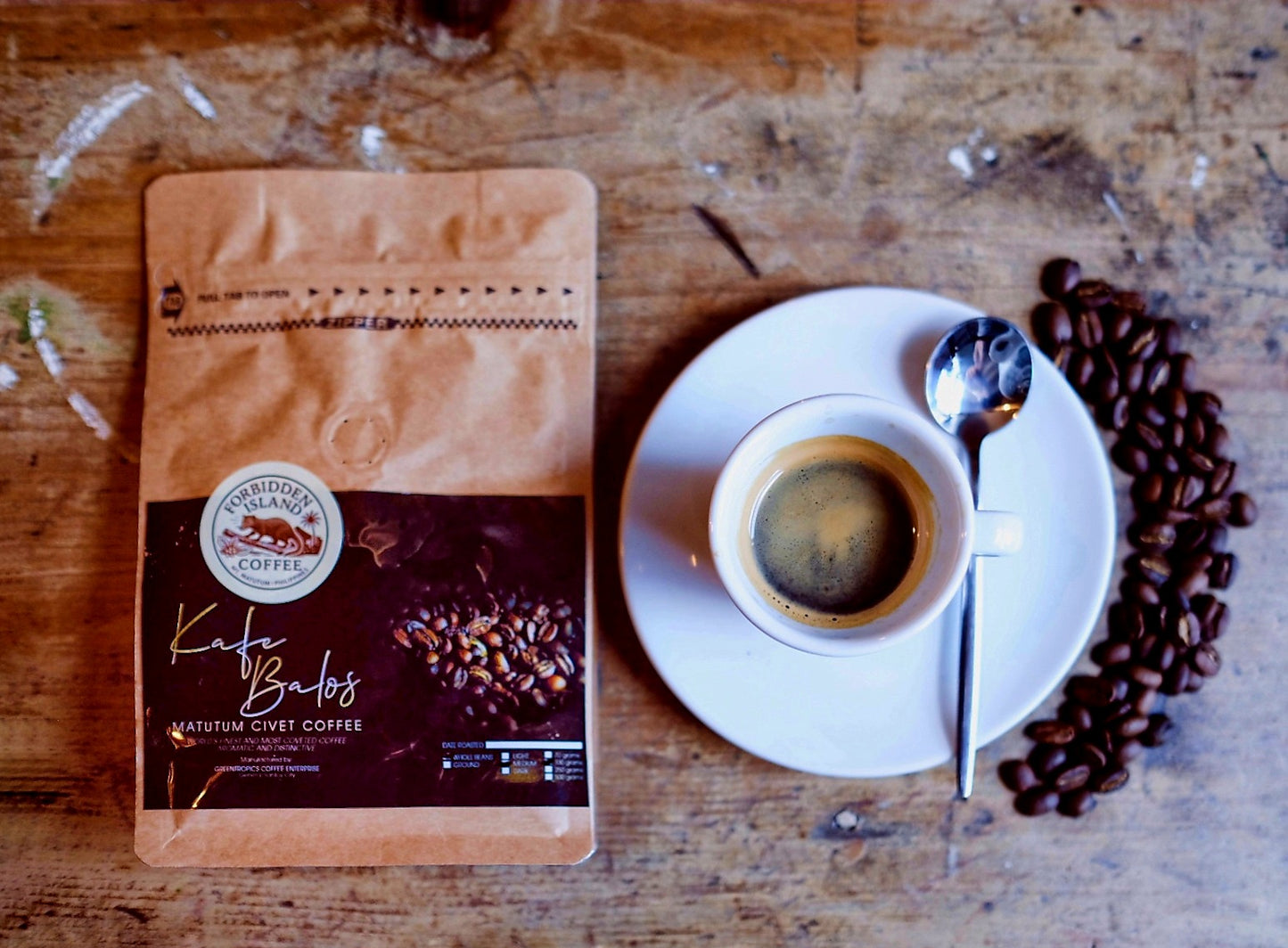100g Civet Coffee - KAFE BALOS  100% Wild & Authentic Light or Medium Roast Full Bean/Grounded